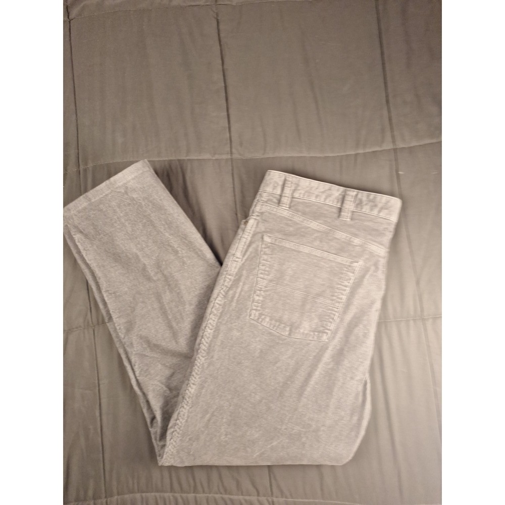 L.L Bean Men's Corduroy Pants Flat Front Gray Cotton Spandex Standard Fit 40x32